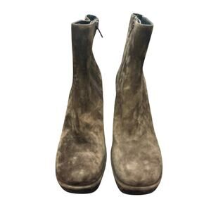 New Seychelles Paragon Square Toe Bootie Flared Herl Brown Suede Bootie Sz 7.5